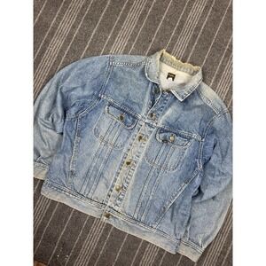 Lee‎ Jacket Mens Large Blue Denim Vintage 90s Distressed Trucker Western